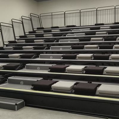 स्टूडियो मीटिंग रूम के लिए पीपी मटेरियल रिट्रैक्टेबल ब्लीचर सीटिंग रियर फोल्डिंग